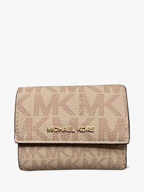 Michael Kors Jet Set Signature Logo Print XS Tri-Fold Wallet Color Ballet NWT